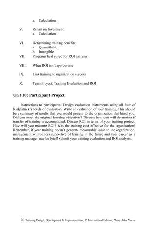 TRAINING DESIGN, DEVELOPMENT & IMPLEMENTATION | PDF