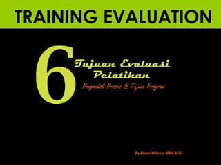 TRAINING EVALUATION By Bowo Witoyo, MBA.M.Si 
