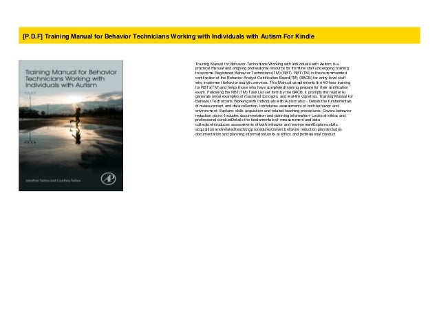 P D F Training Manual For Behavior Technicians Working With Individ