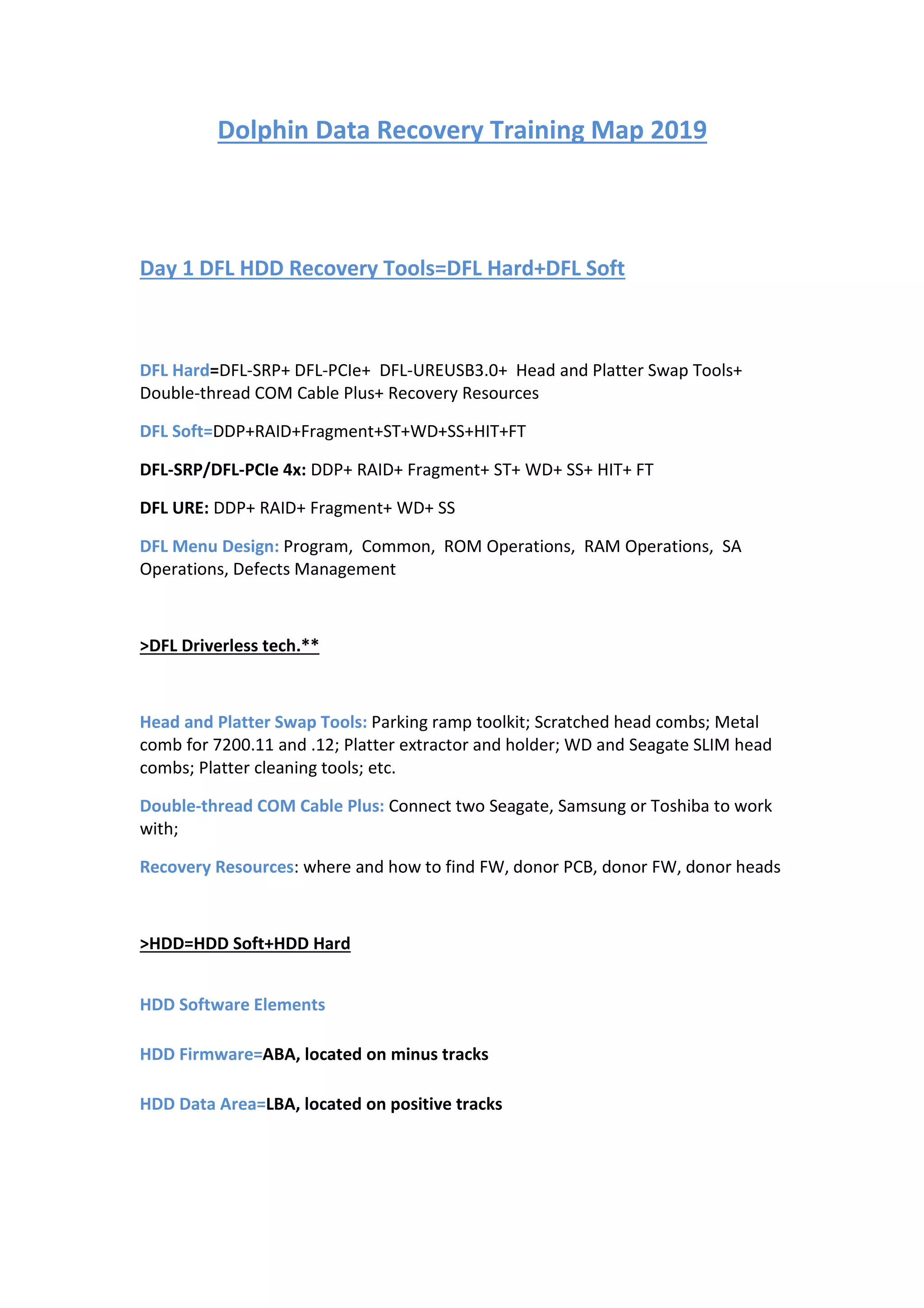 Dolphin Data Recovery Training Map 2019 | PDF
