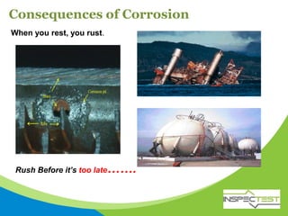 Consequences of Corrosion
When you rest, you rust.
Rush Before it’s too late…….
 