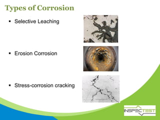 Types of Corrosion
 Selective Leaching
 Erosion Corrosion
 Stress-corrosion cracking
 