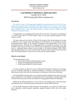 Training report gad-project-proposal-preparation | PDF