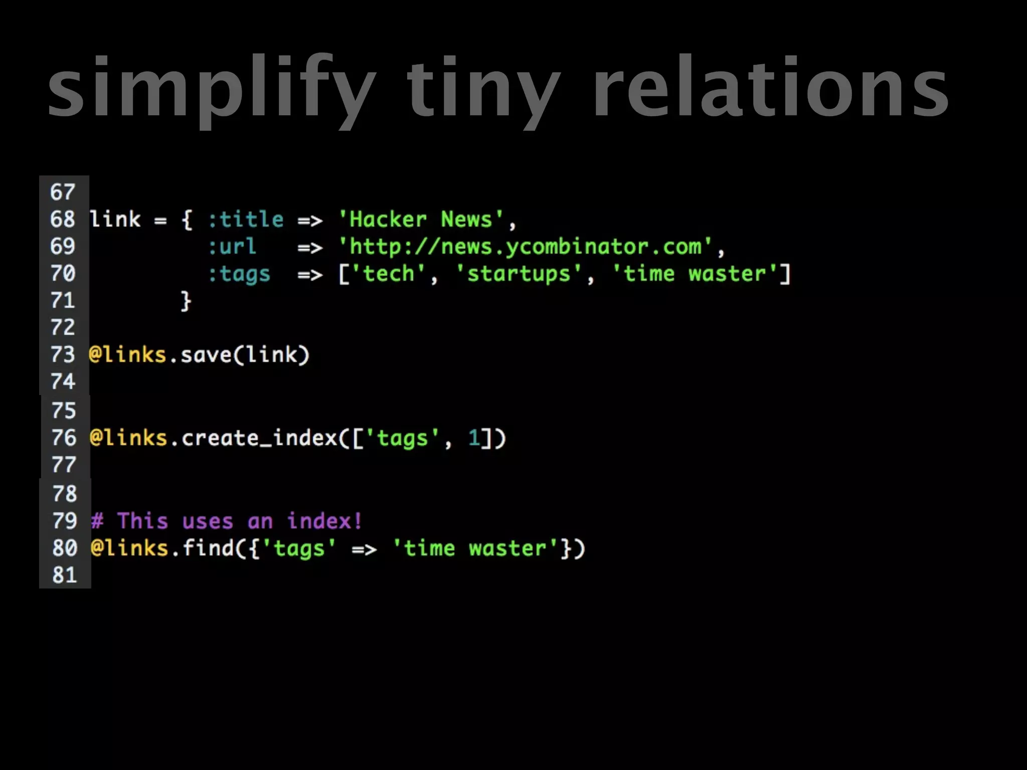 simplify tiny relations
 