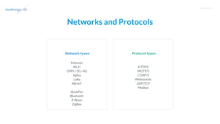 T R A I N I N G
Networks and Protocols
Ethernet
Wi-Fi
GPRS / 3G / 4G
Sigfox
LoRa
NB-IoT
6LowPan
Bluetooth
Z-Wave
ZigBee
HTTP/S
MQTT/S
COAP/S
Websockets
UDP/TCP
Modbus
 