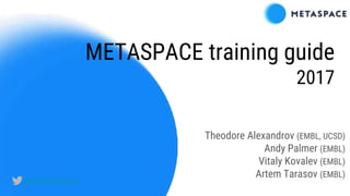METASPACE training guide
2017
Theodore Alexandrov (EMBL, UCSD)
Andy Palmer (EMBL)
Vitaly Kovalev (EMBL)
Artem Tarasov (EMBL)
@METASPACE2020
 