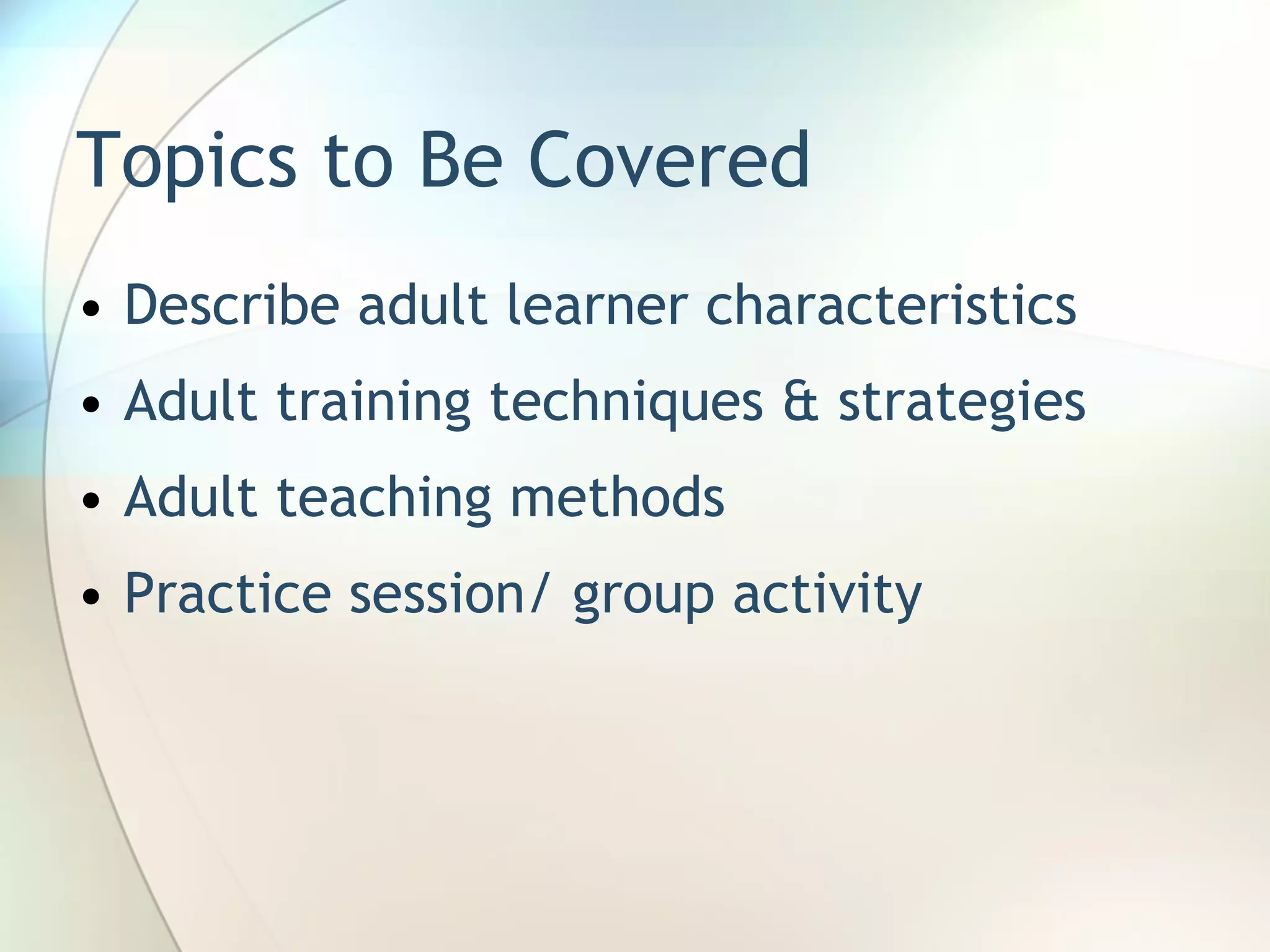 Training Adult Learners Ppt