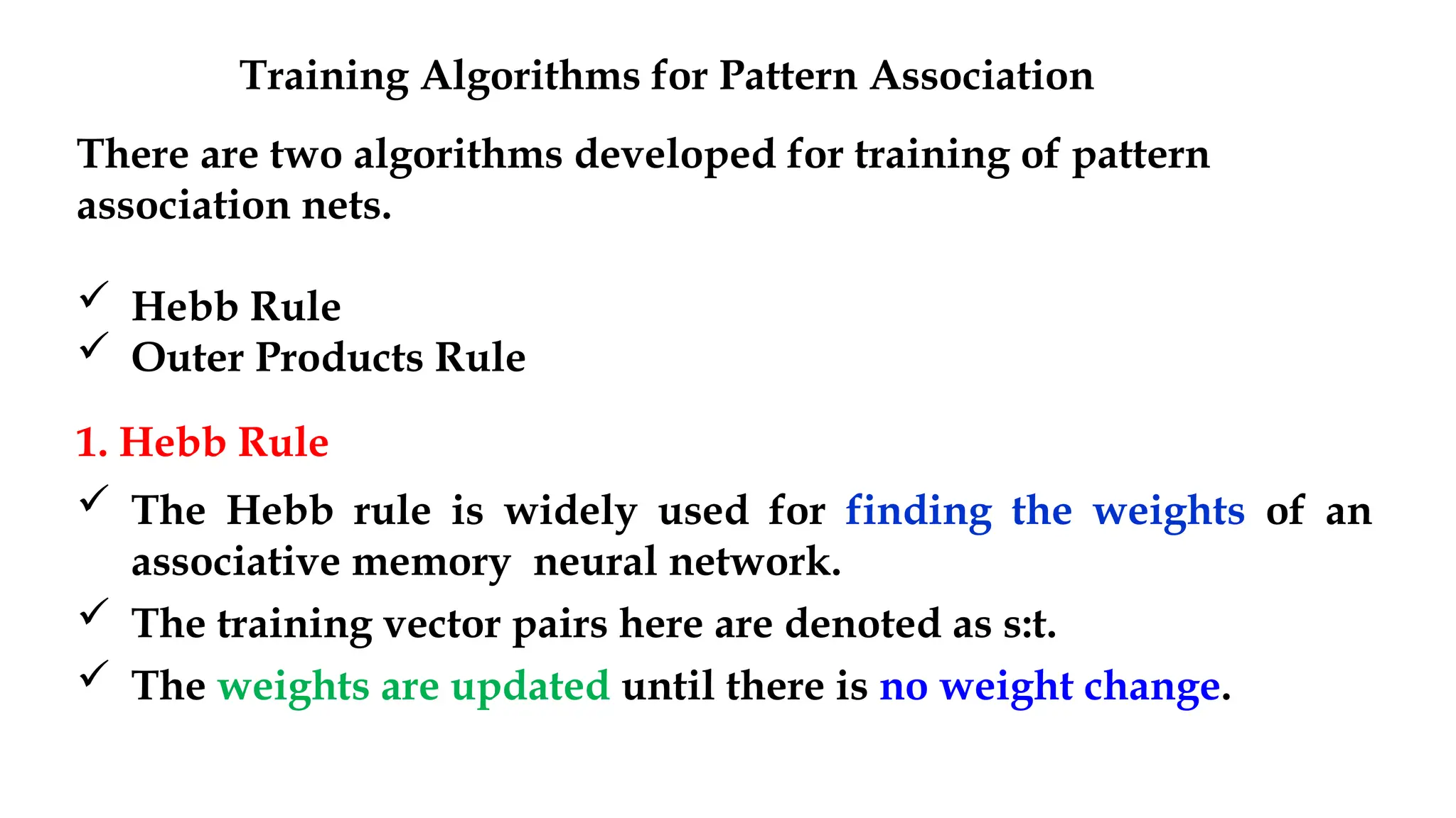 Training Algorithms for Pattern Association.pptx