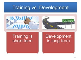 Training vs. Development
Training is
short term
Development
is long term
24
 