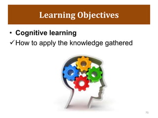 Learning Objectives
• Cognitive learning
How to apply the knowledge gathered
70
 