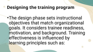 Training Design Rationale ORGANIZATION AND MANAGEMNET - training and development.pptx