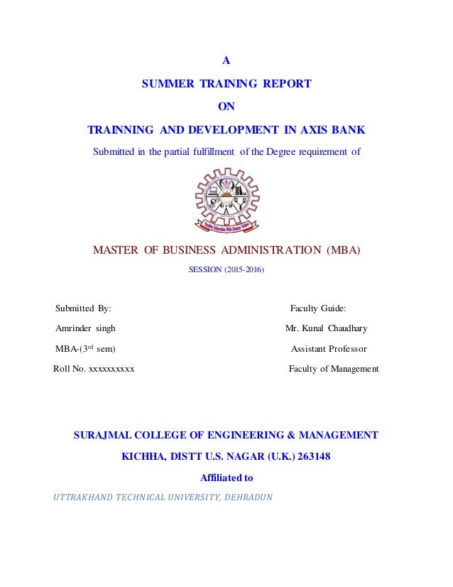 Training And Development In Axis Bank