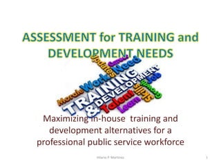 Maximizing in-house training and
development alternatives for a professional
public service workforce in the Philippines
Hilario P. Martinez 1
 