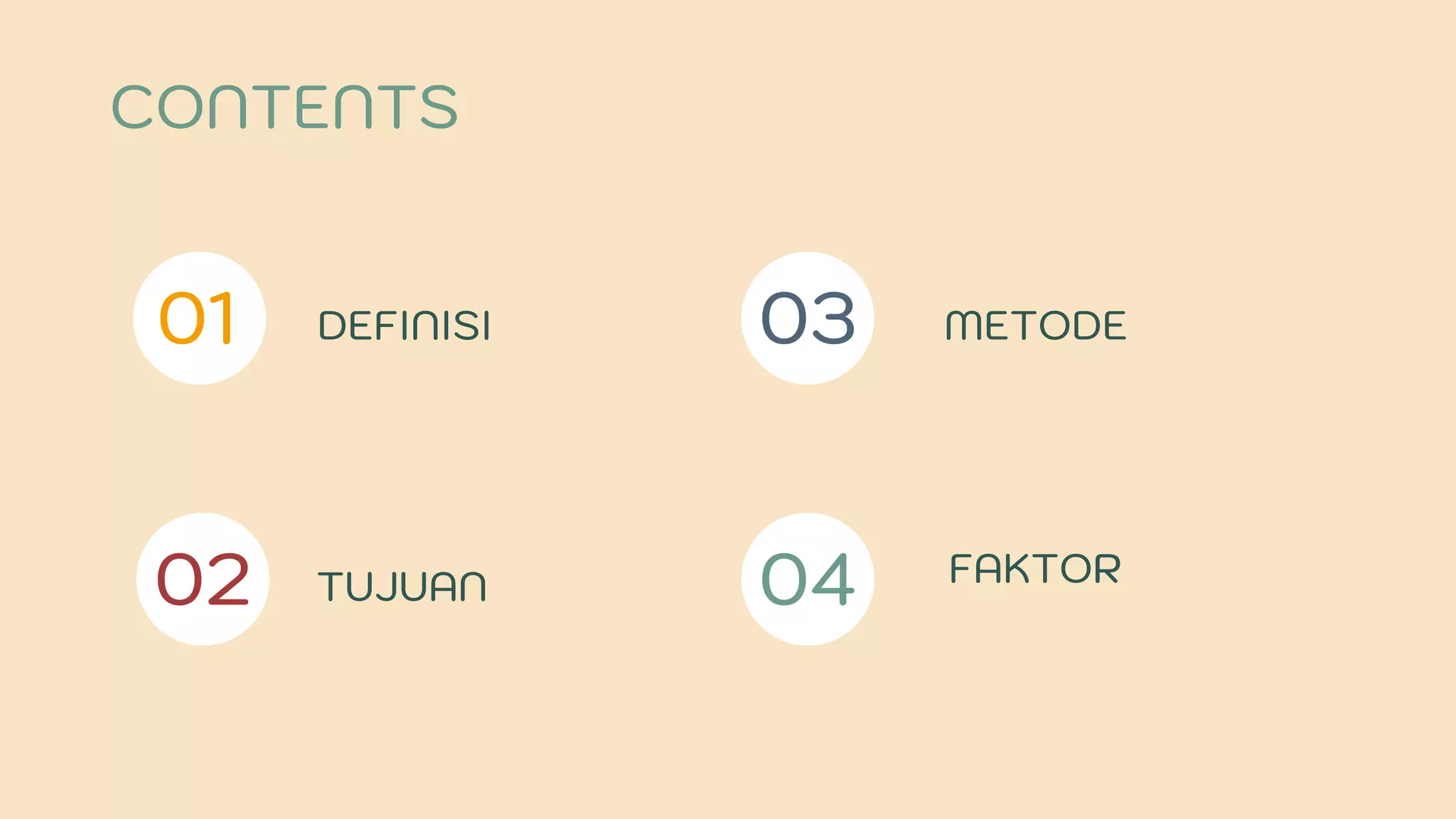 CONTENTS
03DEFINISI METODE
TUJUAN02
01
04 FAKTOR
 