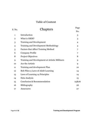 Training and development program CHRP | PDF