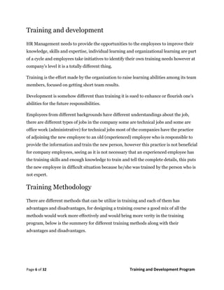 Training and development program CHRP | PDF