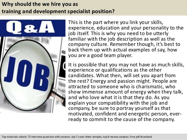 training and development specialist job description