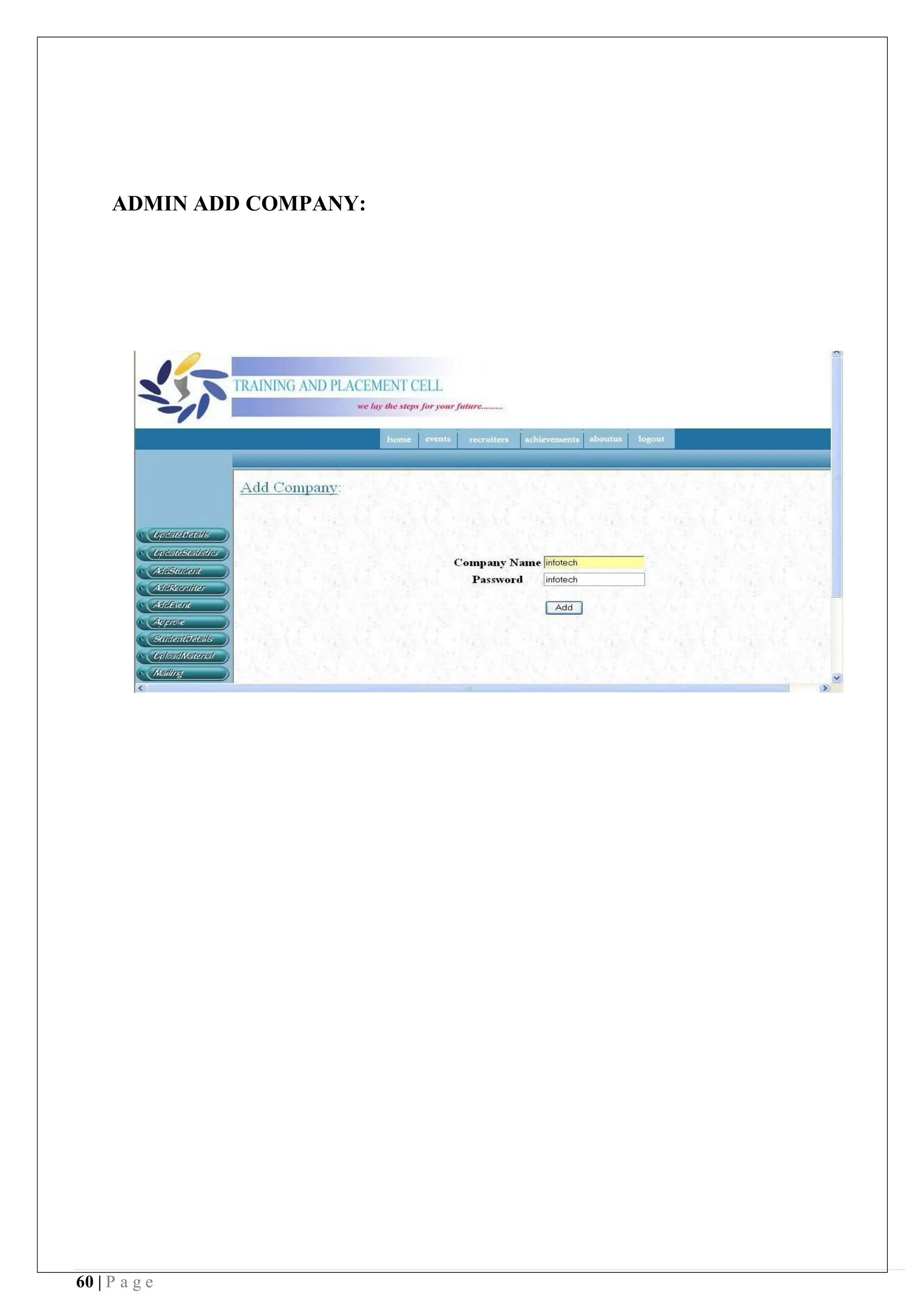 60 | P a g e
ADMIN ADD COMPANY:
 