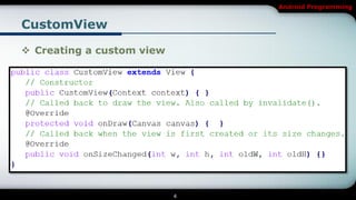 Android Programming


CustomView

 Creating a custom view




                           4
 