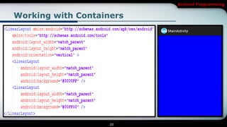 Android Programming


Working with Containers




                    20
 