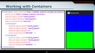 Android Programming


Working with Containers




                    21
 