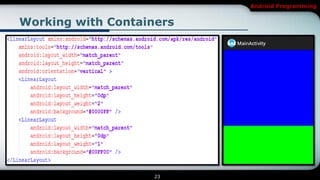 Android Programming


Working with Containers




                    23
 