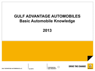 GULF ADVANTAGE AUTOMOBILES LLC Jan-2013
CONFIDENTIAL
GAA PROPERTY
GULF ADVANTAGE AUTOMOBILES
Basic Automobile Knowledge
2013
 
