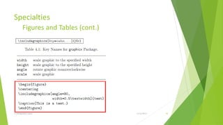 Specialties
         Figures and Tables (cont.)




Training Basic Latex                  1/12/2013   30
 