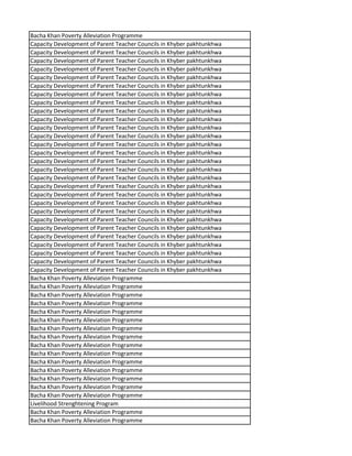 Bacha Khan Poverty Alleviation Programme
Capacity Development of Parent Teacher Councils in Khyber pakhtunkhwa
Capacity Development of Parent Teacher Councils in Khyber pakhtunkhwa
Capacity Development of Parent Teacher Councils in Khyber pakhtunkhwa
Capacity Development of Parent Teacher Councils in Khyber pakhtunkhwa
Capacity Development of Parent Teacher Councils in Khyber pakhtunkhwa
Capacity Development of Parent Teacher Councils in Khyber pakhtunkhwa
Capacity Development of Parent Teacher Councils in Khyber pakhtunkhwa
Capacity Development of Parent Teacher Councils in Khyber pakhtunkhwa
Capacity Development of Parent Teacher Councils in Khyber pakhtunkhwa
Capacity Development of Parent Teacher Councils in Khyber pakhtunkhwa
Capacity Development of Parent Teacher Councils in Khyber pakhtunkhwa
Capacity Development of Parent Teacher Councils in Khyber pakhtunkhwa
Capacity Development of Parent Teacher Councils in Khyber pakhtunkhwa
Capacity Development of Parent Teacher Councils in Khyber pakhtunkhwa
Capacity Development of Parent Teacher Councils in Khyber pakhtunkhwa
Capacity Development of Parent Teacher Councils in Khyber pakhtunkhwa
Capacity Development of Parent Teacher Councils in Khyber pakhtunkhwa
Capacity Development of Parent Teacher Councils in Khyber pakhtunkhwa
Capacity Development of Parent Teacher Councils in Khyber pakhtunkhwa
Capacity Development of Parent Teacher Councils in Khyber pakhtunkhwa
Capacity Development of Parent Teacher Councils in Khyber pakhtunkhwa
Capacity Development of Parent Teacher Councils in Khyber pakhtunkhwa
Capacity Development of Parent Teacher Councils in Khyber pakhtunkhwa
Capacity Development of Parent Teacher Councils in Khyber pakhtunkhwa
Capacity Development of Parent Teacher Councils in Khyber pakhtunkhwa
Capacity Development of Parent Teacher Councils in Khyber pakhtunkhwa
Capacity Development of Parent Teacher Councils in Khyber pakhtunkhwa
Capacity Development of Parent Teacher Councils in Khyber pakhtunkhwa
Bacha Khan Poverty Alleviation Programme
Bacha Khan Poverty Alleviation Programme
Bacha Khan Poverty Alleviation Programme
Bacha Khan Poverty Alleviation Programme
Bacha Khan Poverty Alleviation Programme
Bacha Khan Poverty Alleviation Programme
Bacha Khan Poverty Alleviation Programme
Bacha Khan Poverty Alleviation Programme
Bacha Khan Poverty Alleviation Programme
Bacha Khan Poverty Alleviation Programme
Bacha Khan Poverty Alleviation Programme
Bacha Khan Poverty Alleviation Programme
Bacha Khan Poverty Alleviation Programme
Bacha Khan Poverty Alleviation Programme
Bacha Khan Poverty Alleviation Programme
Livelihood Strenghtening Program
Bacha Khan Poverty Alleviation Programme
Bacha Khan Poverty Alleviation Programme
 