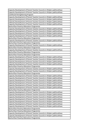 Capacity Development of Parent Teacher Councils in Khyber pakhtunkhwa
Capacity Development of Parent Teacher Councils in Khyber pakhtunkhwa
Livelihood Strenghtening Program
Capacity Development of Parent Teacher Councils in Khyber pakhtunkhwa
Capacity Development of Parent Teacher Councils in Khyber pakhtunkhwa
Capacity Development of Parent Teacher Councils in Khyber pakhtunkhwa
Capacity Development of Parent Teacher Councils in Khyber pakhtunkhwa
Bacha Khan Poverty Alleviation Programme
Capacity Development of Parent Teacher Councils in Khyber pakhtunkhwa
Capacity Development of Parent Teacher Councils in Khyber pakhtunkhwa
Capacity Development of Parent Teacher Councils in Khyber pakhtunkhwa
Capacity Development of Parent Teacher Councils in Khyber pakhtunkhwa
Bacha Khan Poverty Alleviation Programme
Capacity Development of Parent Teacher Councils in Khyber pakhtunkhwa
Bacha Khan Poverty Alleviation Programme
Capacity Development of Parent Teacher Councils in Khyber pakhtunkhwa
Bacha Khan Poverty Alleviation Programme
Capacity Development of Parent Teacher Councils in Khyber pakhtunkhwa
Bacha Khan Poverty Alleviation Programme
Bacha Khan Poverty Alleviation Programme
Capacity Development of Parent Teacher Councils in Khyber pakhtunkhwa
Capacity Development of Parent Teacher Councils in Khyber pakhtunkhwa
Capacity Development of Parent Teacher Councils in Khyber pakhtunkhwa
Capacity Development of Parent Teacher Councils in Khyber pakhtunkhwa
Bacha Khan Poverty Alleviation Programme
Capacity Development of Parent Teacher Councils in Khyber pakhtunkhwa
Capacity Development of Parent Teacher Councils in Khyber pakhtunkhwa
Bacha Khan Poverty Alleviation Programme
Capacity Development of Parent Teacher Councils in Khyber pakhtunkhwa
Capacity Development of Parent Teacher Councils in Khyber pakhtunkhwa
Capacity Development of Parent Teacher Councils in Khyber pakhtunkhwa
Capacity Development of Parent Teacher Councils in Khyber pakhtunkhwa
Capacity Development of Parent Teacher Councils in Khyber pakhtunkhwa
Capacity Development of Parent Teacher Councils in Khyber pakhtunkhwa
Bacha Khan Poverty Alleviation Programme
Capacity Development of Parent Teacher Councils in Khyber pakhtunkhwa
Capacity Development of Parent Teacher Councils in Khyber pakhtunkhwa
Capacity Development of Parent Teacher Councils in Khyber pakhtunkhwa
Capacity Development of Parent Teacher Councils in Khyber pakhtunkhwa
Capacity Development of Parent Teacher Councils in Khyber pakhtunkhwa
Capacity Development of Parent Teacher Councils in Khyber pakhtunkhwa
Capacity Development of Parent Teacher Councils in Khyber pakhtunkhwa
Bacha Khan Poverty Alleviation Programme
Bacha Khan Poverty Alleviation Programme
Capacity Development of Parent Teacher Councils in Khyber pakhtunkhwa
Capacity Development of Parent Teacher Councils in Khyber pakhtunkhwa
Bacha Khan Poverty Alleviation Programme
 