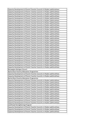 Capacity Development of Parent Teacher Councils in Khyber pakhtunkhwa
Capacity Development of Parent Teacher Councils in Khyber pakhtunkhwa
Capacity Development of Parent Teacher Councils in Khyber pakhtunkhwa
Capacity Development of Parent Teacher Councils in Khyber pakhtunkhwa
Capacity Development of Parent Teacher Councils in Khyber pakhtunkhwa
Capacity Development of Parent Teacher Councils in Khyber pakhtunkhwa
Capacity Development of Parent Teacher Councils in Khyber pakhtunkhwa
Capacity Development of Parent Teacher Councils in Khyber pakhtunkhwa
Capacity Development of Parent Teacher Councils in Khyber pakhtunkhwa
Capacity Development of Parent Teacher Councils in Khyber pakhtunkhwa
Capacity Development of Parent Teacher Councils in Khyber pakhtunkhwa
Capacity Development of Parent Teacher Councils in Khyber pakhtunkhwa
Capacity Development of Parent Teacher Councils in Khyber pakhtunkhwa
Capacity Development of Parent Teacher Councils in Khyber pakhtunkhwa
Capacity Development of Parent Teacher Councils in Khyber pakhtunkhwa
Capacity Development of Parent Teacher Councils in Khyber pakhtunkhwa
Capacity Development of Parent Teacher Councils in Khyber pakhtunkhwa
Capacity Development of Parent Teacher Councils in Khyber pakhtunkhwa
Capacity Development of Parent Teacher Councils in Khyber pakhtunkhwa
Capacity Development of Parent Teacher Councils in Khyber pakhtunkhwa
Capacity Development of Parent Teacher Councils in Khyber pakhtunkhwa
Capacity Development of Parent Teacher Councils in Khyber pakhtunkhwa
Capacity Development of Parent Teacher Councils in Khyber pakhtunkhwa
Capacity Development of Parent Teacher Councils in Khyber pakhtunkhwa
Capacity Development of Parent Teacher Councils in Khyber pakhtunkhwa
Capacity Development of Parent Teacher Councils in Khyber pakhtunkhwa
Capacity Development of Parent Teacher Councils in Khyber pakhtunkhwa
Norwegian Refugee Council
Bacha Khan Poverty Alleviation Programme
Capacity Development of Parent Teacher Councils in Khyber pakhtunkhwa
Capacity Development of Parent Teacher Councils in Khyber pakhtunkhwa
Bacha Khan Poverty Alleviation Programme
Capacity Development of Parent Teacher Councils in Khyber pakhtunkhwa
Capacity Development of Parent Teacher Councils in Khyber pakhtunkhwa
Capacity Development of Parent Teacher Councils in Khyber pakhtunkhwa
Capacity Development of Parent Teacher Councils in Khyber pakhtunkhwa
Capacity Development of Parent Teacher Councils in Khyber pakhtunkhwa
Capacity Development of Parent Teacher Councils in Khyber pakhtunkhwa
Capacity Development of Parent Teacher Councils in Khyber pakhtunkhwa
Capacity Development of Parent Teacher Councils in Khyber pakhtunkhwa
Capacity Development of Parent Teacher Councils in Khyber pakhtunkhwa
Capacity Development of Parent Teacher Councils in Khyber pakhtunkhwa
Capacity Development of Parent Teacher Councils in Khyber pakhtunkhwa
Livelihood Strenghtening Program
Capacity Development of Parent Teacher Councils in Khyber pakhtunkhwa
Capacity Development of Parent Teacher Councils in Khyber pakhtunkhwa
Capacity Development of Parent Teacher Councils in Khyber pakhtunkhwa
 