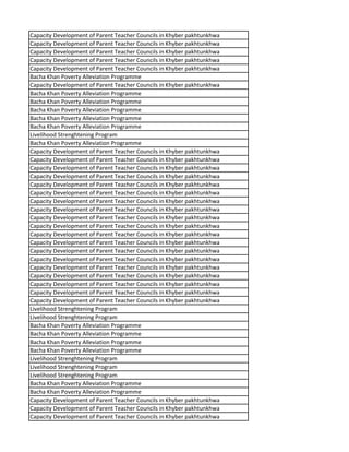 Capacity Development of Parent Teacher Councils in Khyber pakhtunkhwa
Capacity Development of Parent Teacher Councils in Khyber pakhtunkhwa
Capacity Development of Parent Teacher Councils in Khyber pakhtunkhwa
Capacity Development of Parent Teacher Councils in Khyber pakhtunkhwa
Capacity Development of Parent Teacher Councils in Khyber pakhtunkhwa
Bacha Khan Poverty Alleviation Programme
Capacity Development of Parent Teacher Councils in Khyber pakhtunkhwa
Bacha Khan Poverty Alleviation Programme
Bacha Khan Poverty Alleviation Programme
Bacha Khan Poverty Alleviation Programme
Bacha Khan Poverty Alleviation Programme
Bacha Khan Poverty Alleviation Programme
Livelihood Strenghtening Program
Bacha Khan Poverty Alleviation Programme
Capacity Development of Parent Teacher Councils in Khyber pakhtunkhwa
Capacity Development of Parent Teacher Councils in Khyber pakhtunkhwa
Capacity Development of Parent Teacher Councils in Khyber pakhtunkhwa
Capacity Development of Parent Teacher Councils in Khyber pakhtunkhwa
Capacity Development of Parent Teacher Councils in Khyber pakhtunkhwa
Capacity Development of Parent Teacher Councils in Khyber pakhtunkhwa
Capacity Development of Parent Teacher Councils in Khyber pakhtunkhwa
Capacity Development of Parent Teacher Councils in Khyber pakhtunkhwa
Capacity Development of Parent Teacher Councils in Khyber pakhtunkhwa
Capacity Development of Parent Teacher Councils in Khyber pakhtunkhwa
Capacity Development of Parent Teacher Councils in Khyber pakhtunkhwa
Capacity Development of Parent Teacher Councils in Khyber pakhtunkhwa
Capacity Development of Parent Teacher Councils in Khyber pakhtunkhwa
Capacity Development of Parent Teacher Councils in Khyber pakhtunkhwa
Capacity Development of Parent Teacher Councils in Khyber pakhtunkhwa
Capacity Development of Parent Teacher Councils in Khyber pakhtunkhwa
Capacity Development of Parent Teacher Councils in Khyber pakhtunkhwa
Capacity Development of Parent Teacher Councils in Khyber pakhtunkhwa
Capacity Development of Parent Teacher Councils in Khyber pakhtunkhwa
Livelihood Strenghtening Program
Livelihood Strenghtening Program
Bacha Khan Poverty Alleviation Programme
Bacha Khan Poverty Alleviation Programme
Bacha Khan Poverty Alleviation Programme
Bacha Khan Poverty Alleviation Programme
Livelihood Strenghtening Program
Livelihood Strenghtening Program
Livelihood Strenghtening Program
Bacha Khan Poverty Alleviation Programme
Bacha Khan Poverty Alleviation Programme
Capacity Development of Parent Teacher Councils in Khyber pakhtunkhwa
Capacity Development of Parent Teacher Councils in Khyber pakhtunkhwa
Capacity Development of Parent Teacher Councils in Khyber pakhtunkhwa
 