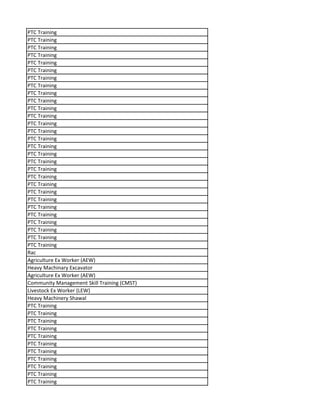 PTC Training
PTC Training
PTC Training
PTC Training
PTC Training
PTC Training
PTC Training
PTC Training
PTC Training
PTC Training
PTC Training
PTC Training
PTC Training
PTC Training
PTC Training
PTC Training
PTC Training
PTC Training
PTC Training
PTC Training
PTC Training
PTC Training
PTC Training
PTC Training
PTC Training
PTC Training
PTC Training
PTC Training
PTC Training
Rac
Agriculture Ex Worker (AEW)
Heavy Machinary Excavator
Agriculture Ex Worker (AEW)
Community Management Skill Training (CMST)
Livestock Ex Worker (LEW)
Heavy Machinery Shawal
PTC Training
PTC Training
PTC Training
PTC Training
PTC Training
PTC Training
PTC Training
PTC Training
PTC Training
PTC Training
PTC Training
 
