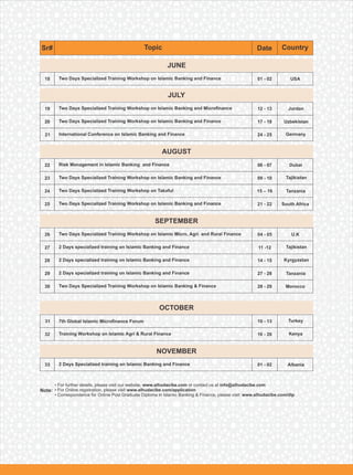 AlHuda CIBE-Training calendar 2017