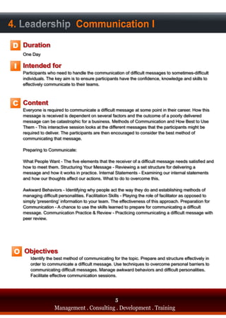 4. Leadership Communication I
D

 I




C




 O




                                       5
         Management . Consulting . Development . Training
 