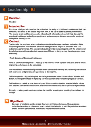 6. Leadership E.I
D

 I




C




 O




                                      7
         Management . Consulting . Development . Training
 