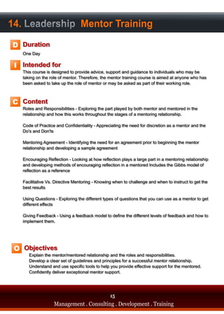 14. Leadership Mentor Training
D

 I




C




 O




                                     15
         Management . Consulting . Development . Training
 