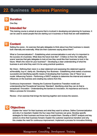 22. Business Business Planning
  D

   I




  C




   O




                                          24
www.iconsultica.com                      24
                  Management .. Consulting . .Development . . Training
                  Management Consulting Development Training
 