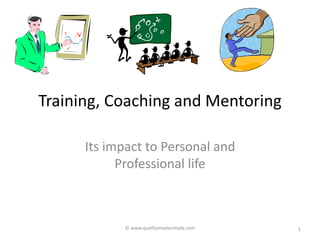 © www.qualitymadesimple.com
Training, Coaching and Mentoring
Its impact to Personal and
Professional life
1
 