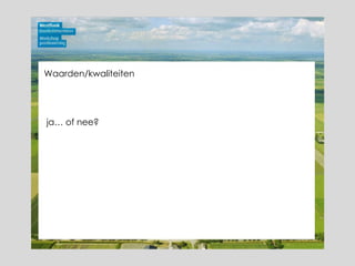 Waarden/kwaliteiten ja… of nee? 