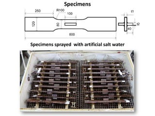 Specimens sprayed with artificial salt water
Specimens
 