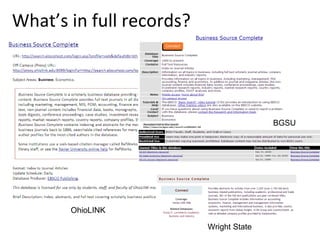 What’s in full records? Wright State OhioLINK BGSU 