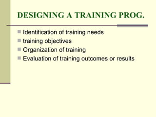 Training Design Rationale Training design | PPT