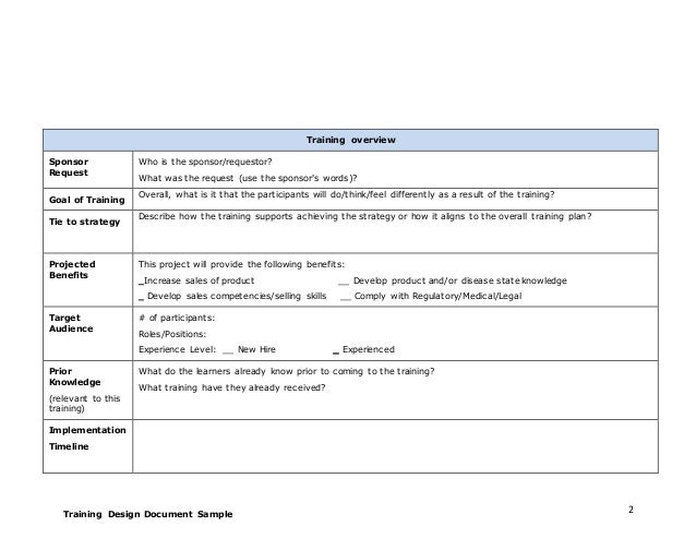 training design document template 1