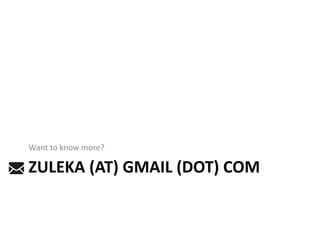 ZULEKA (AT) GMAIL (DOT) COM
Want to know more?
 
