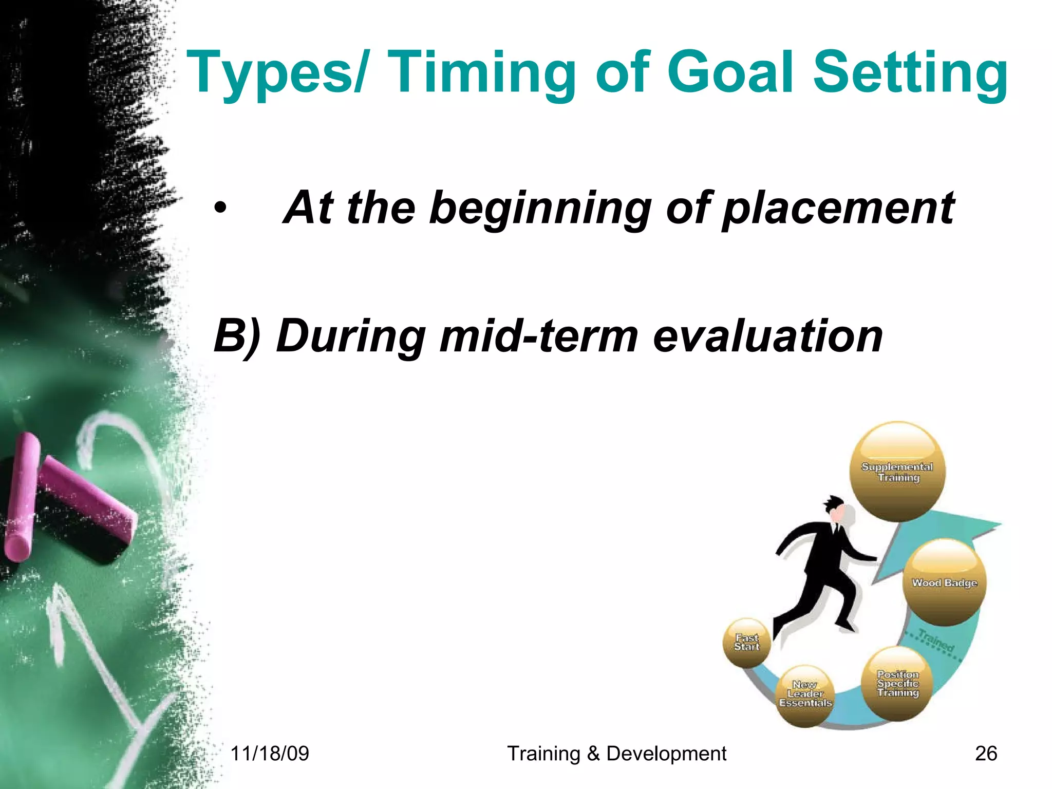 Types/ Timing of Goal Setting   At the beginning of placement  B) During mid-term evaluation  