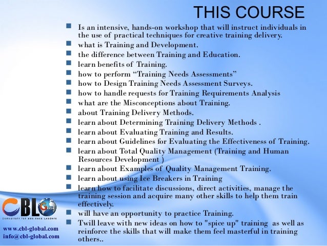 Training & Development (Train The Trainer ) Workshop