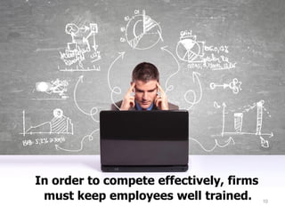 In order to compete effectively, firms
must keep employees well trained. 10
 