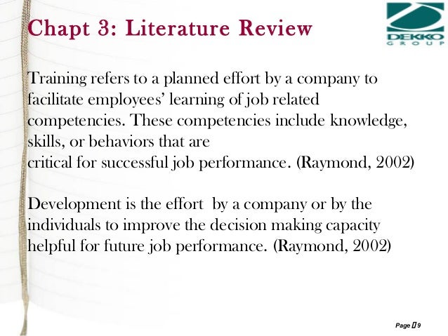 Literature review of training and development