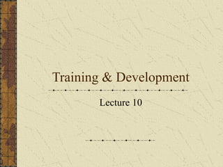 Training & Development
Lecture 10
 
